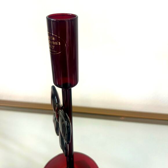 Cupcakes & Cashmere Red Bow Glass Taper Candle Holders Set of 2 Holiday Glam New - Picture 11 of 12